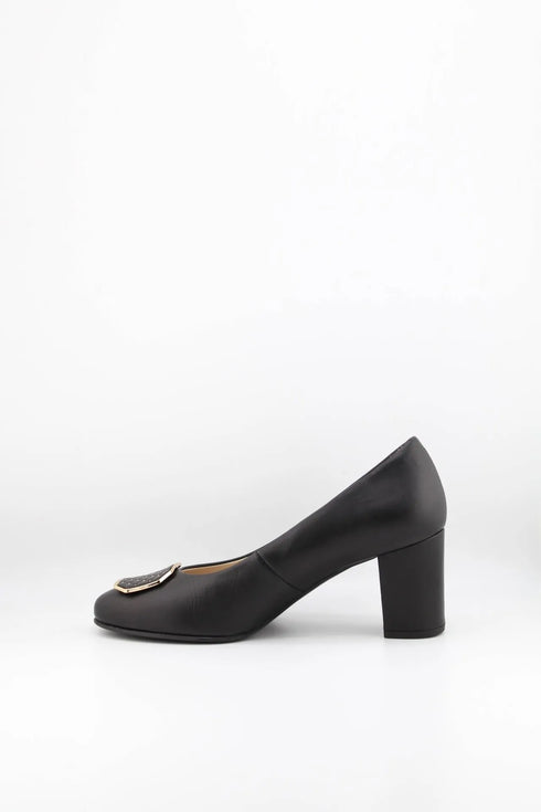 DFC Relax Block Heel Loafers with Quilted Accent